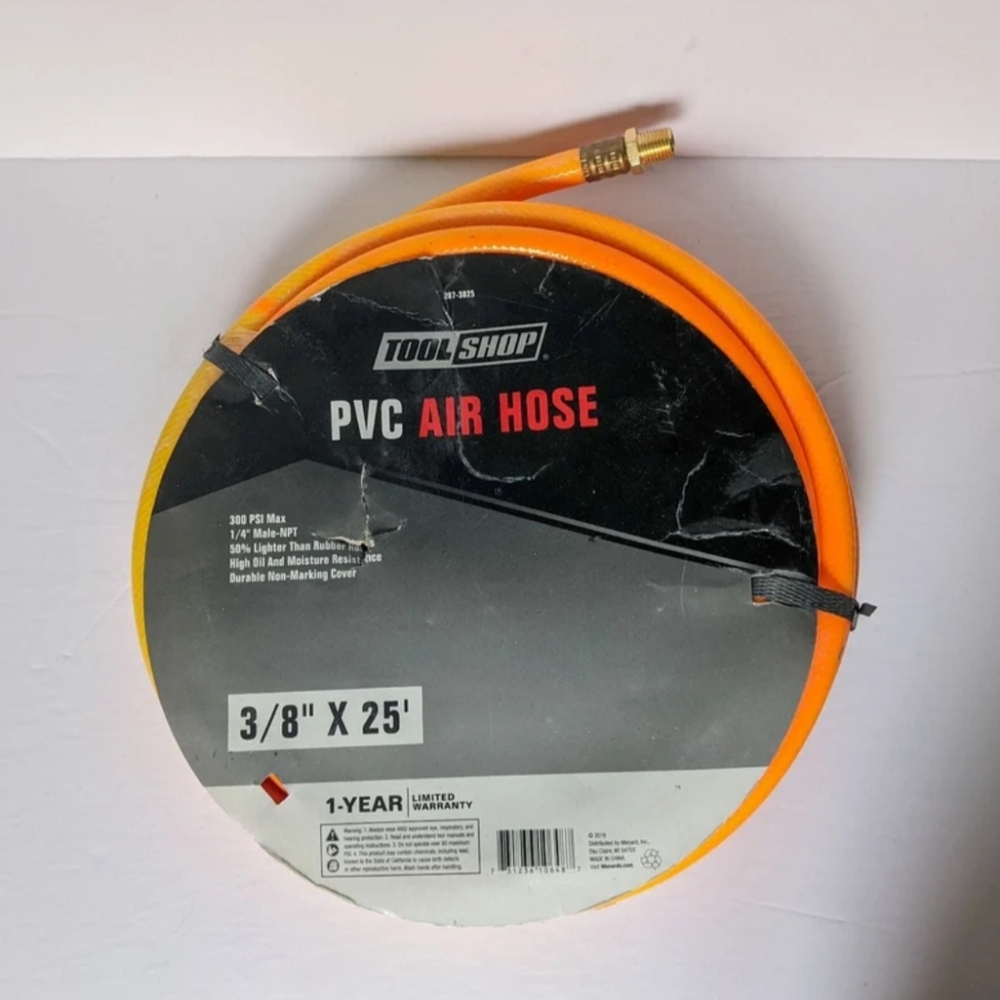 25' PVC Air Hose - 1/4" ID, 300 PSI Max
